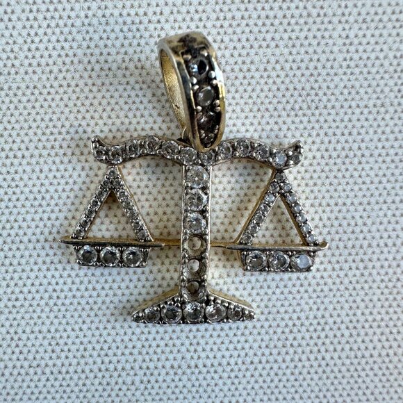 Sterling Silver Scales of Justice Pendant with Cubic Zirconia By Brumar 925 - Picture 5 of 8